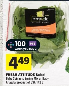 IGA FRESH ATTITUDE Salad Baby Spinach 142g offer