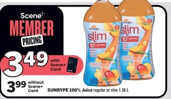 IGA SUNRYPE 100% Juice regular or slim 1.36 L offer