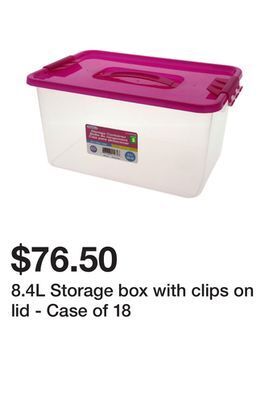 Dollarama 8.4l storage box with clips on lid - case of 18 offer