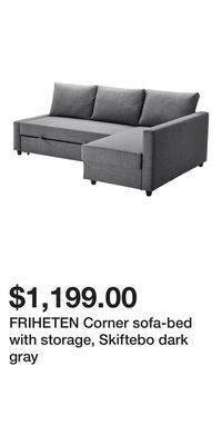IKEA Friheten corner sofa-bed with storage, skiftebo dark gray offer