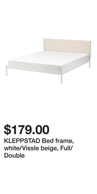 IKEA Kleppstad bed frame, white/vissle beige, full/double offer