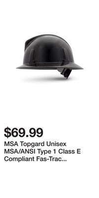 Mark's Msa topgard unisex msa/ansi type 1 class e compliant fas-trac suspension hard hat - black offer