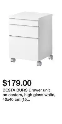 IKEA Bestå burs drawer unit on casters, high gloss white, 40x40 cm (15 3/4x15 3/4 ) offer