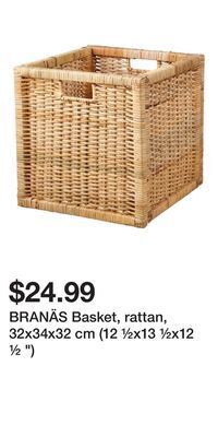 IKEA Branäs basket, rattan, 32x34x32 cm (12 ½x13 ½x12 ½ ) offer