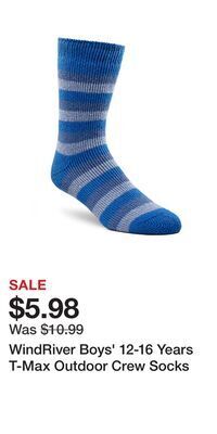 Mark's Windriver boys' 12-16 years t-max outdoor crew socks offer