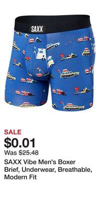 Mark's Saxx vibe men's boxer brief, underwear, breathable, modern fit offer
