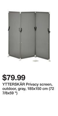 Ytterskär privacy screen, outdoor, gray, 185x150 cm (72 7/8x59 )