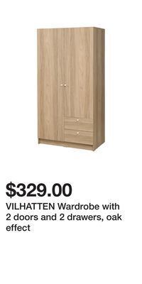 IKEA Vilhatten wardrobe with 2 doors and 2 drawers, oak effect offer