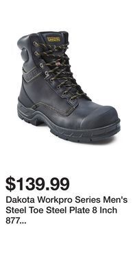 Mark's Dakota workpro series men's steel toe steel plate 8 inch 877 duratoe insulated work boots - black offer