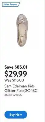 Walmart Sam edelman kids glitter flats|2c-13c offer