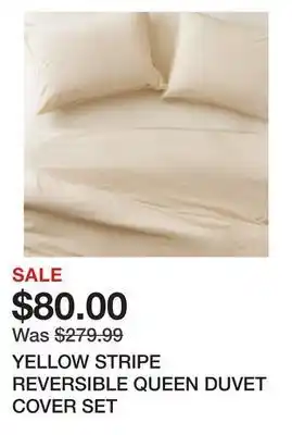 Yellow stripe reversible queen duvet cover set