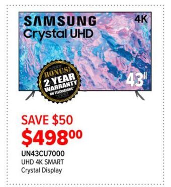 2001 Audio Video Samsung 43 uhd 4k smart crystal display offer