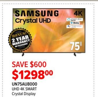 2001 Audio Video Samsung 75 uhd 4k smart crystal display offer