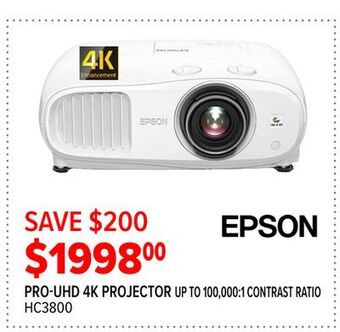 2001 Audio Video Epson pro-uhd 4k projector offer