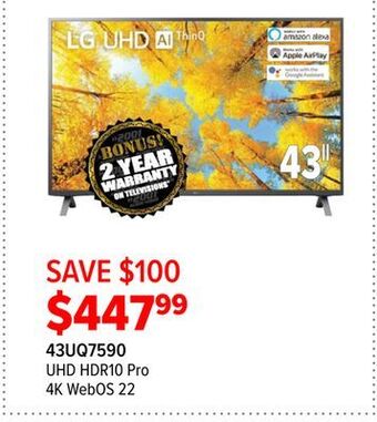 2001 Audio Video Lg 43 uhd hdr10 pro 4k webos 22 offer
