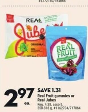 Giant Tiger Real Fruit gummies or Real Jubes offer