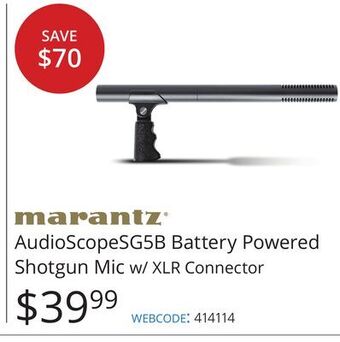 Vistek Marantz® audioscopesg5b battery powered shotgun mic w/ xlr connector offer