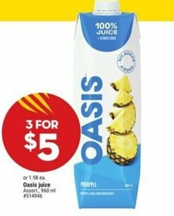 Giant Tiger Oasis juice offer