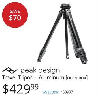 Vistek Peak design travel tripod-aluminum offer