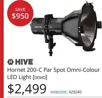 Vistek Hive hornet 200-c par spot omni-colour led light [demo] offer