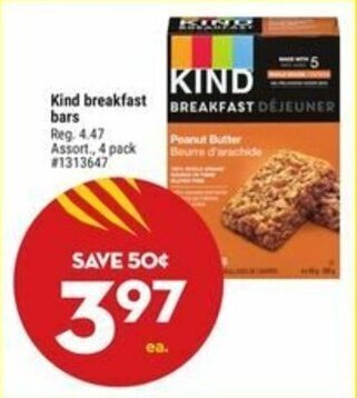 Giant Tiger Kind breakfast bars offer