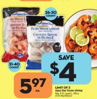 Giant Tiger Aqua Star frozen shrimp offer