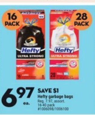 Giant Tiger Hefty garbage bags offer