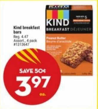 Giant Tiger Kind breakfast bars offer