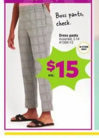 Giant Tiger Dress pants offer