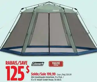 Canadian Tire Coleman Abri moustiquaire instantané, 15 x 13 pi. / 15 x 13 Instant Screen House. 76-5136-8. offer