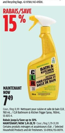 Canadian Tire CLR Bathroom & Kitchen Trigger Spray, 760mL. 53-3072-4. offer
