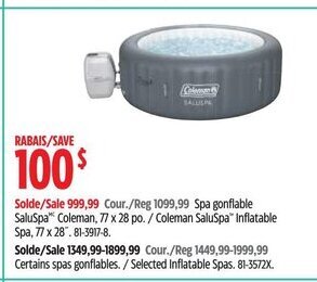 Canadian Tire Coleman SaluSpa" Inflatable Spa, 77 x 28" offer