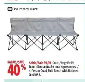 Canadian Tire 4-Person Quad-Fold Bench with Backrest. 76-6407-8. offer