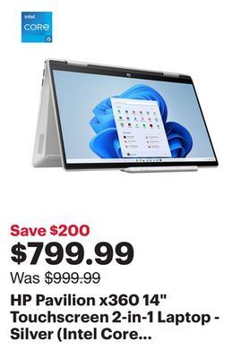 Best Buy Hp pavilion x360 14 touchscreen 2-in-1 laptop - silver (intel core i5 1335u/512gb ssd/8gb ram/win 11) offer