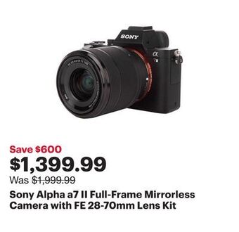 Best Buy Sony alpha a7 ii full-frame mirrorless camera with fe 28-70mm lens kit offer