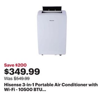 Best Buy Hisense 3-in-1 portable air conditioner with wi-fi - 10500 btu (sacc 7000 btu) - white offer