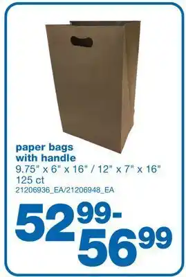 Wholesale Club Paper bags with handle, 9.75 x 6 x 16 / 12 x 7 x 16, 125 ct offer