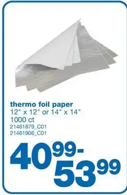 Wholesale Club Thermo foil paper, 12 x 12 or 14 x 14, 1000 ct offer
