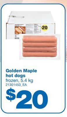 Wholesale Club Golden maple hot dogs, 5.4 kg offer