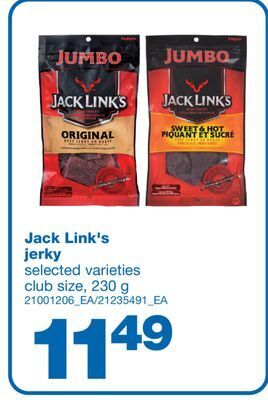 Wholesale Club Jack link's jerky, 230 g offer
