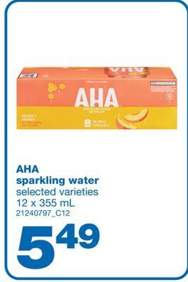 Wholesale Club Aha sparkling water, 12 x 355 ml offer