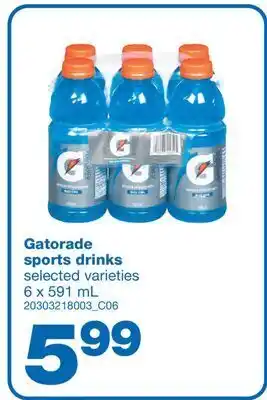 Wholesale Club Gatorade sports drinks, 6 x 591 ml offer