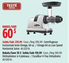 Canadian Tire Omega 64-oz Low-Speed Horizontal Juicer. offer