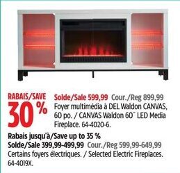 Canadian Tire CANVAS Waldon 60" LED Media Fireplace, offer