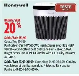 Canadian Tire HPA5250WC Insight Series True HEPA Air Purifier with Air Quality Indicator. offer