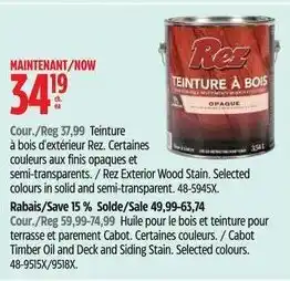 Canadian Tire Rez Exterior Wood Stain. Selected colours in solid and semi-transparent. offer