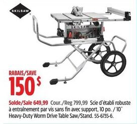 Canadian Tire 10" Heavy-Duty Worm Drive Table Saw/Stand. offer
