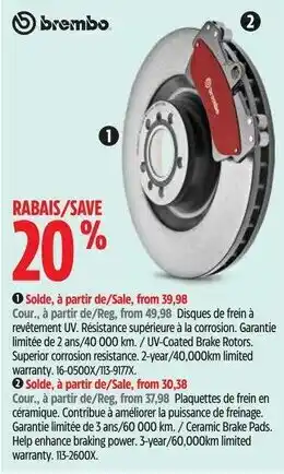 Canadian Tire Ceramic Brake Pads. Help enhance braking power. 3-year/60,000km limited warranty. offer