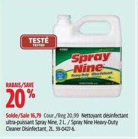 Canadian Tire Spray Nine Heavy-Duty Cleaner Disinfectant, 2L. offer