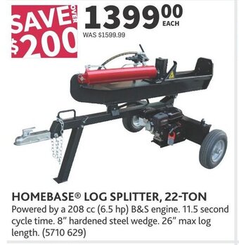 Co-op HOMEBASE LOG SPLITTER, 22-TON offer